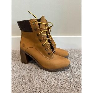 Timberland Allington Lace Up Heel Boots Wheat Nubuck Womens 9
